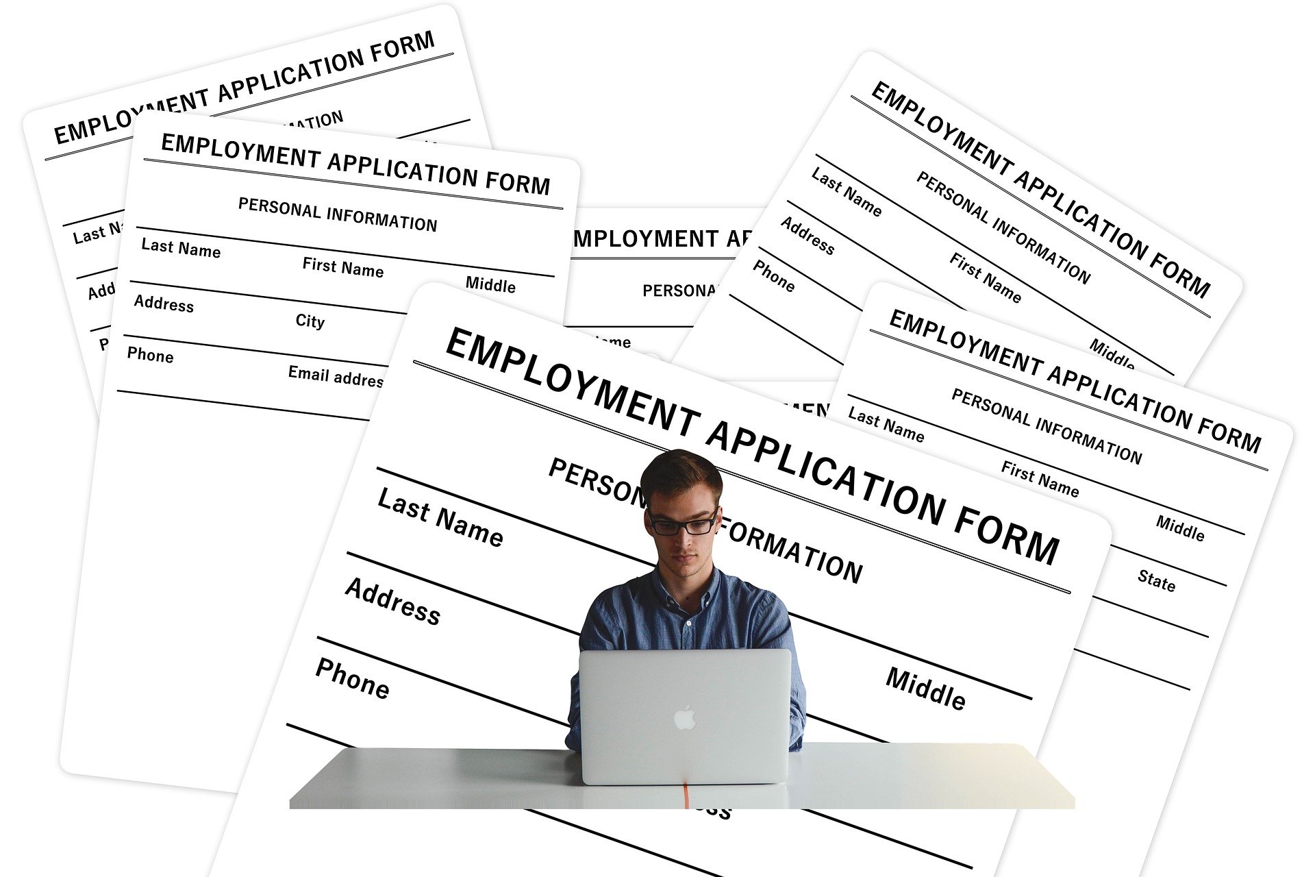 Applicant completing forms for job application